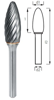 Борфреза факеловидная (поконковая) PROFITOOL - 12х32х77x6 мм (H12326-3INOX)