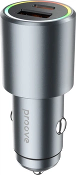 Автомобильное зарядное устройство Proove Double Energy Plus 53W (USB + Type-C) Metal gray (488590092)