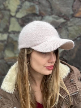 Бейсболка кепка з ангори жіноча тепла Zefur One size бежева