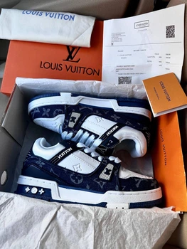 Кросівки жіночі Trainer Sneaker White Blue натуральна шкіра текстиль 40р синій