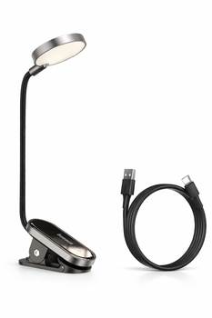 Портативна LED лампа на прищіпці Baseus Comfort Reading Mini Clip Lamp DGRAD-0G з вбудованим акумулятором 350 mAh для читання, роботи та ноутбука Deep space grey (6953156223523)