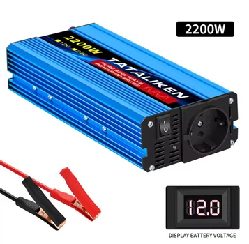 Інвертор Tataliken 1000w/2200w 12-220v чистий (правильний) синус pure sine, перетворювач напруги 12в 220в