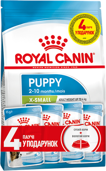Промонабір сухий корм для щенят Royal Canin Xsmall Puppy 1.5 кг + Wet Xsmall Puppy 85 г х 4 шт (1282550393613) (11718)