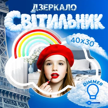 Настенный неоновый светильник-зеркало Облако