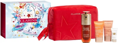 Zestaw kosmetyków do pielęgnacji twarzy Clarins Serum Double 50 ml + Krem na dzień Extra-Firming Energy 15 ml + Krem na noc Extra-Firming 15 ml + Primer SOS Booster Radiance 15 ml + Kosmetyczka (3666057297380)