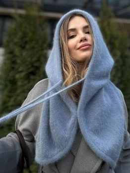 Теплий ангоровий капор на кнопках Zefur One size