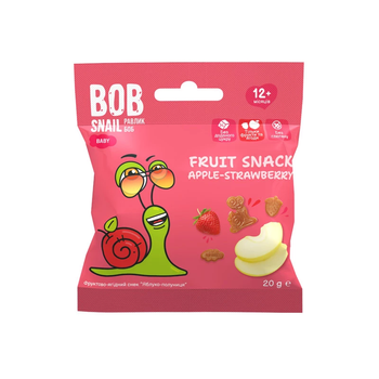 Натуральные снеки для детей Bob Snail Яблоко и клубника 20 г
