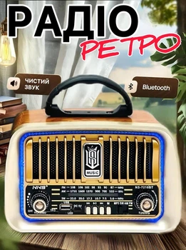 Радіоприймач портативний, бездротовий з акумулятором NNS NS-7216BT, MP3 та Bluetooth – працює від мережі та акумулятора