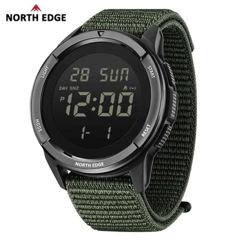 Мужские цифровые часы NORTH EDGE TERRAX Green спортивные, водонепроницаемые 50 м, с подсветкой и секундомером