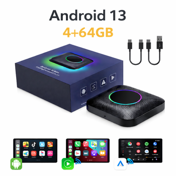 Автомобільна приставка AI Box з Android 13, 4GB/64GB, підтримка 4G SIM, бездротовий CarPlay та Android Auto