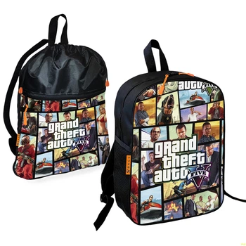 Школьный рюкзак детский GTA Grand Theft Auto + Сумка для обуви спортивной формы рюкзак-мешок мальчику (01915) PTR
