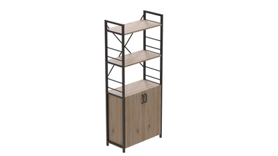 Этажерка 3/60 Ferrum-decor Серии Конект с тумбой 144x60x28 Черный ДСП Дуб Сан-Марино (FD1022)