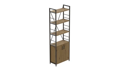 Этажерка 4/60 Ferrum-decor Серии Конект с тумбой 179x60x28 Черный ДСП Дуб Артизан (FD1068)