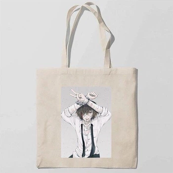 Еко-сумка шоппер із принтом Bungou Stray Dogs - Бродячі пси 15 Кавун Бежевий
