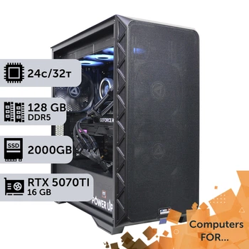 Компьютер Power Up #38 для DaVinci Resolve/Core i9 14900K/128 GB/HDD 6 TB/SSD 2TB/GeForce RTX 5070Ti 16GB для анимационного дизайна и видеомонтажа и постобработки
