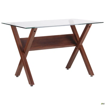 Нераскладной стол Art Metal Furniture Maple орех/стекло прозрачное (520662)