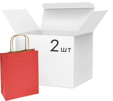Набор крафтовых пакетов для подарков Angel Gifts 26х32х12 см х 2 шт красных (Я82300_AG2140_2)