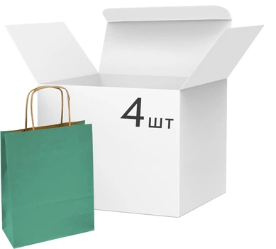 Набір пакетів крафтових для подарунків Angel Gifts 26х32х12 см х 4 шт зелених (Я82309_AG2144_4)