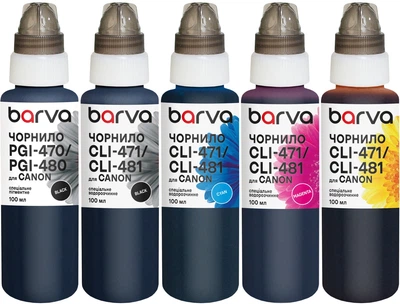 Комплект чернил Barva для Canon PGI-470PGBK + CLI-471BK/C/M/Y Special Pigmented/Water Soluble 5x100 мл PGBK/BK/C/M/Y (CPGI470-100-MP)