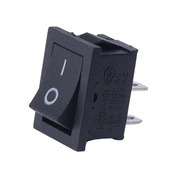 Кнопка двухпозиционная KCD1-101 2 контакта 6A 250V 20х15 мм Черная