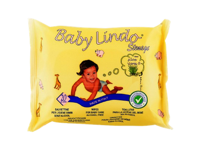 Дитячі вологі серветки BABY LINDO з екстрактом алое 20 шт (8014002000038)