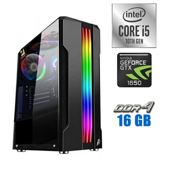 Игровой ПК Tower / Intel Core i5-10400F (6(12) ядер по 2.9-4.3GHz) / 16GB DDR4 / 500GB SSD M.2 / GeForce GTX 1650, 4 GB GDDR5, 128bit / 500W