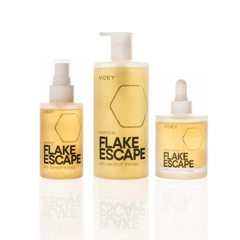 Набор для устранения перхоти и успокоения кожи головы VOEY: Шампунь VOEY FLAKE ESCAPE 500мл + Пилинг для глубокого очищения кожи головы VOEY FLAKE ESCAPE 100мл + Сыворотка VOEY FLAKE ESCAPE 50мл