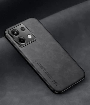 Шкіряний чохол XnE Xiaomi Redmi Note 13 Pro 5G з металевою вставкою Black (36157-2B)