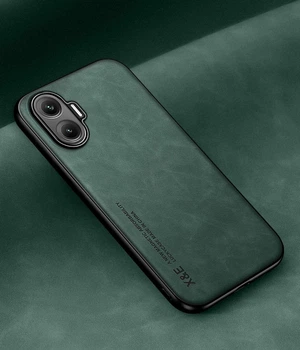 Кожаный чехол XnE Poco F7 с металлической вставкой Green (41442-08)