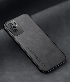 Кожаный чехол XnE Xiaomi Redmi Note 10 с металлической вставкой Black (34271-2B)