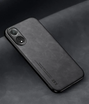 Шкіряний чохол XnE OPPO A78 4G з металевою вставкою Black (34633-2B)
