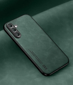 Шкіряний чохол XnE Samsung Galaxy S23 FE S711 з металевою вставкою Green (38246-08)