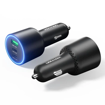 Автомобільний зарядний пристрій Vention 2xUSB-C + USB-A 100W PD 3.0 QC 3.0 PPS Чорний (FFQB0)