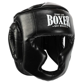 Шолом боксерський з повним захистом Шкірвініл BOXER NEW 2036-N (р-р М, чорний)