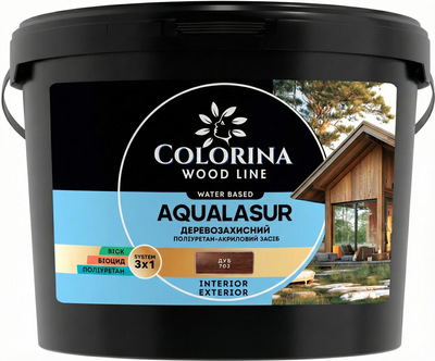 Лазурь деревозащитная с УФ-фильтром Colorina AQUALASUR (2.5 л) дуб