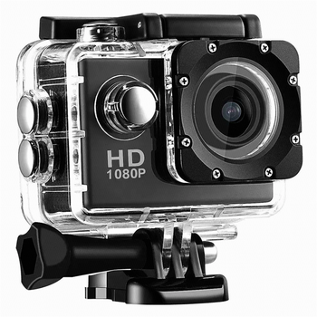 Водонепроницаемая экшн камера HD A7 1080P с креплениями и боксом для активной съемки черная