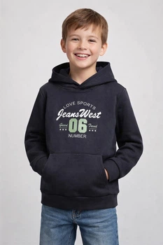Свитшот детский для мальчика на флисе тёмно-синего цвета KIDS рост 128 (205995)