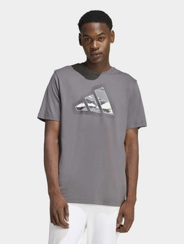 Футболка хлопковая длинная мужская Adidas Camo Modern JZ7494 L Серая с принтом (4068814068056)