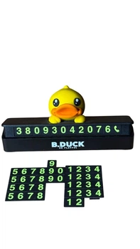 Парковочная табличка на торпеду авто с резиновой уткой "B.Duck", Авто-визитка для номера телефона