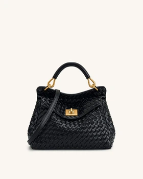 Женская сумка кроссбоди через плечо JW PEI Lucia Classic Top Handle Woven Bag BLACK (108654)