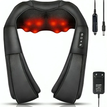 Массажер роликовый Massager of neck kneading Shiatsu для шеи, спины и всего тела с подогревом черный
