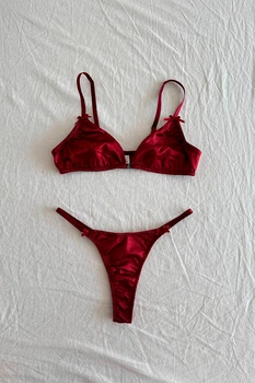Бордовий комплект із сатину - florencia Perfect Female Бордовий XS/70A (194LS-32T-b)