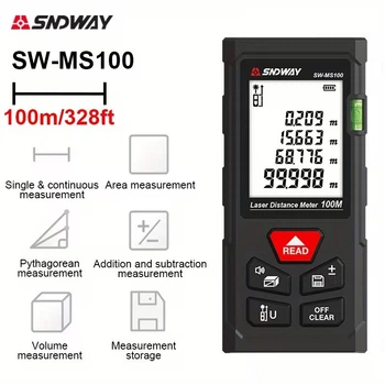 Лазерний дистанційний далекомір SNDWAY SW-MS100, цифрова рулетка високої точності.