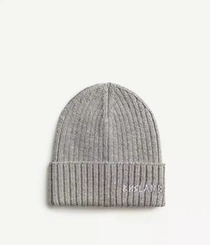 Женская шапка с логотипом Ruslan Baginskiy Monogram-embroidered Wool Beanie Размер 56см Серый