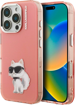 Etui Karl Lagerfeld IML Aquarelle Choupette & Logo iPhone 16 Pro Pink (3666339464585)