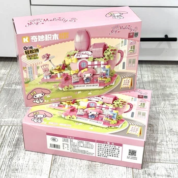 Великий Конструктор Keeppley Sanrio My Melody з Фігуркою (Май Мелоді) "Квіткове кафе" (377 PCS)