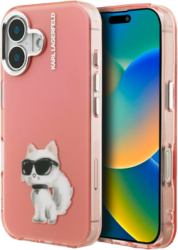 Etui Karl Lagerfeld IML Aquarelle Choupette & Logo iPhone 16 Pink (3666339464561)