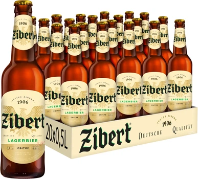 Упаковка пива Zibert світле фільтроване 4.4% 0.5 л х 20 шт. (9865060026220)