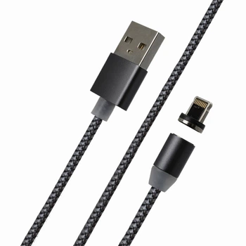 Кабель Lightning 2A Magnetic для iPhone iPad черный 1 метр быстрая зарядка с магнитным соединением