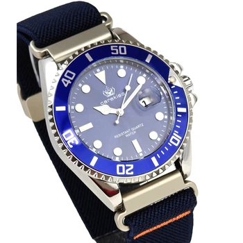 Годинник чоловічий Hemsut Zurich Carekiso Nylon Blue кварцовий з мінеральним склом з двома ремінцями 43 мм